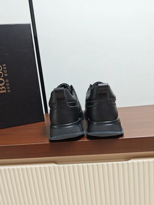 Hugo Boss Slip-On Leather Black Lifestyle Sneakers