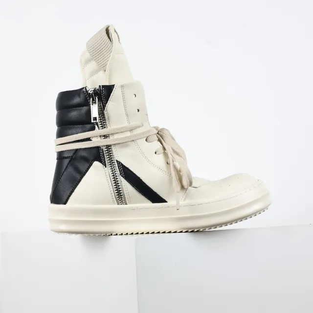 Rick Owens Geobasket Off-White and Black Lifestyle Sneakers