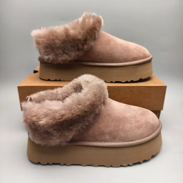 UGG Brown Shearling-Cuffed Suede Upper Snow Boots