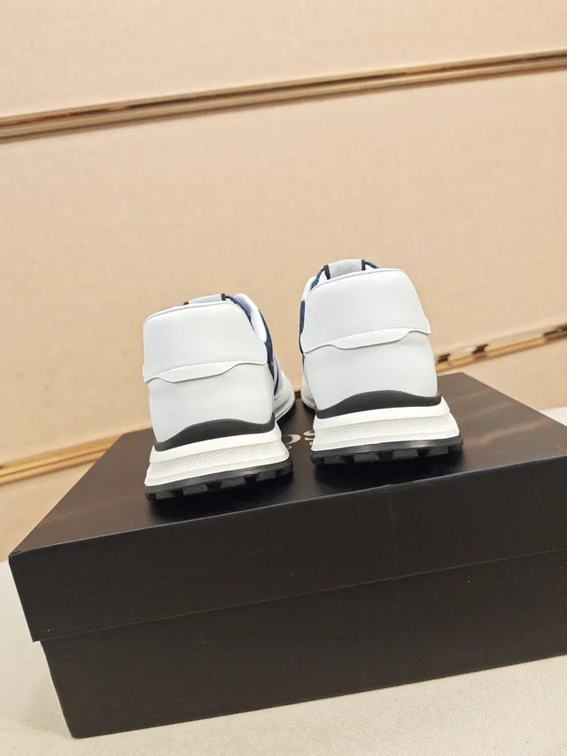 Hugo Boss White and Navy Blue Textile Panel Lifestyle Sneakers