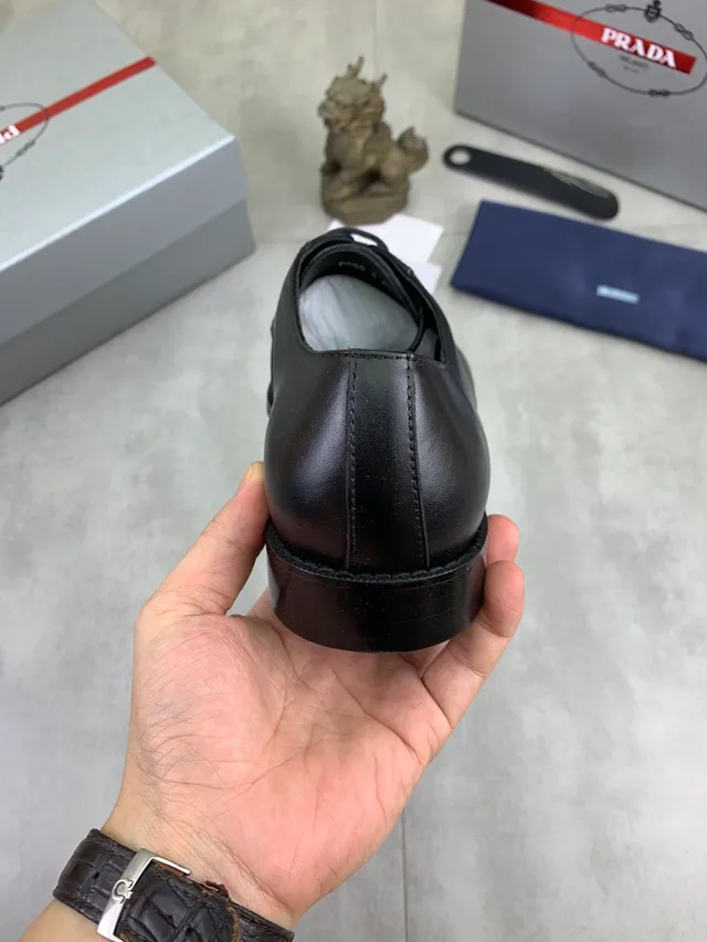 Prada Black Cap-Toe Welted Oxford Shoes