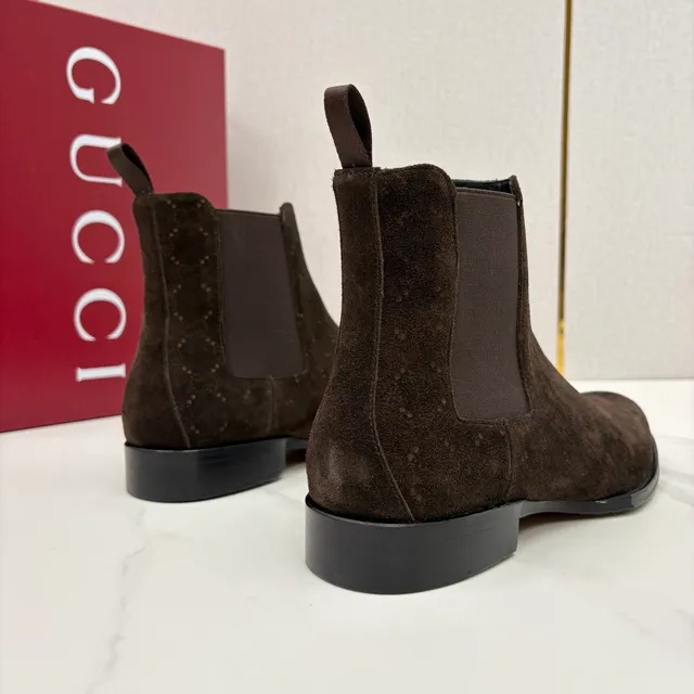 Gucci Brown Suede Speckled Chelsea Boots