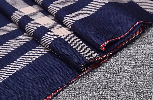 UGG Navy Beige Plaid Pattern Knitted Scarve