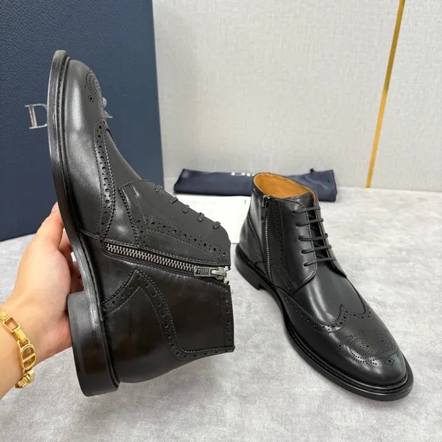 Dior B27 Black Brogue Ankle Boots