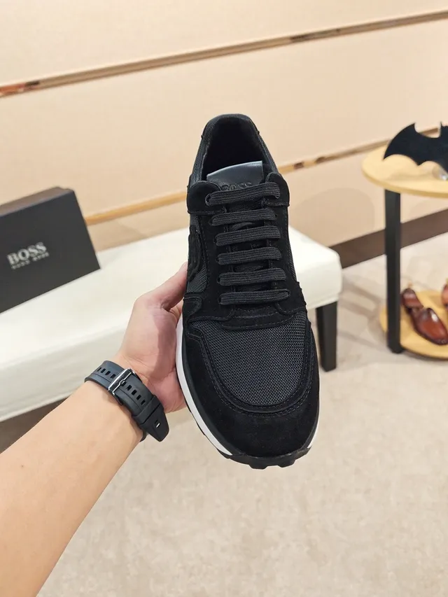 Black Suede and Mesh Low-Top Lifestyle Sneaker