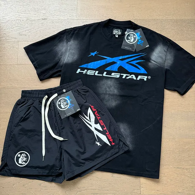 Hellstar Graphic-Print Crewneck T-Shirt and Drawstring Shorts Casual Set
