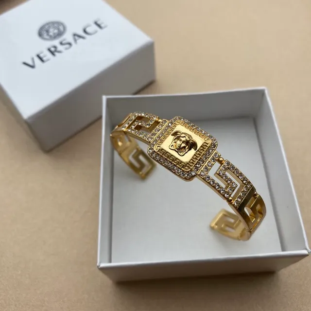 Versace Greca Odissea Crystal-Pavé Medusa Cuff Bracelet