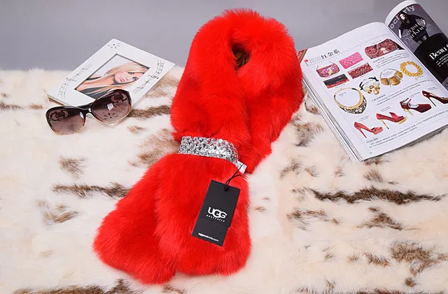 Red Fluffy Faux-Fur Scarve