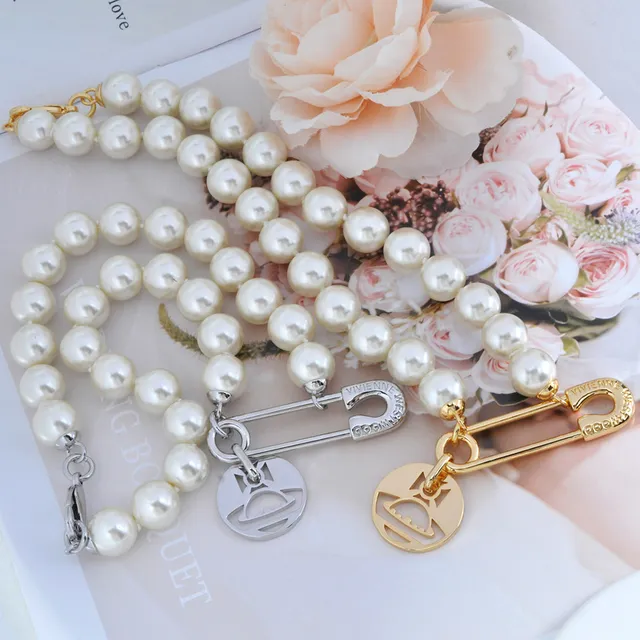 Vivienne Westwood Classic Orb Pearl and Safety-Pin Bracelet