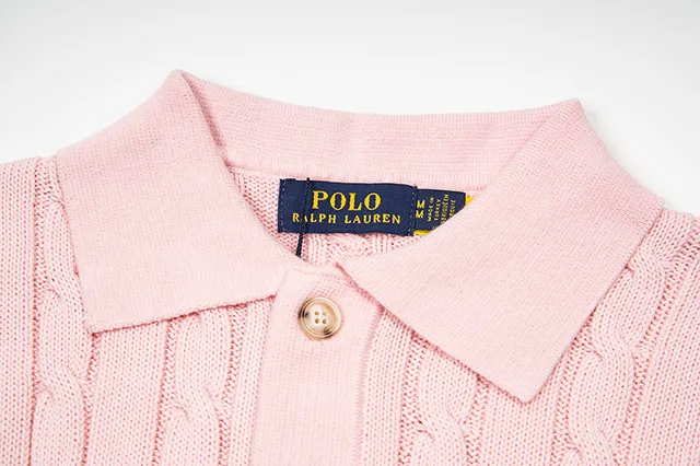 Polo Ralph Lauren Beige Navy Cable-Knit Sleeveless Polo Shirt