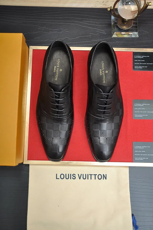 Black Checkered Embossed Leather Full Perforations Brogue