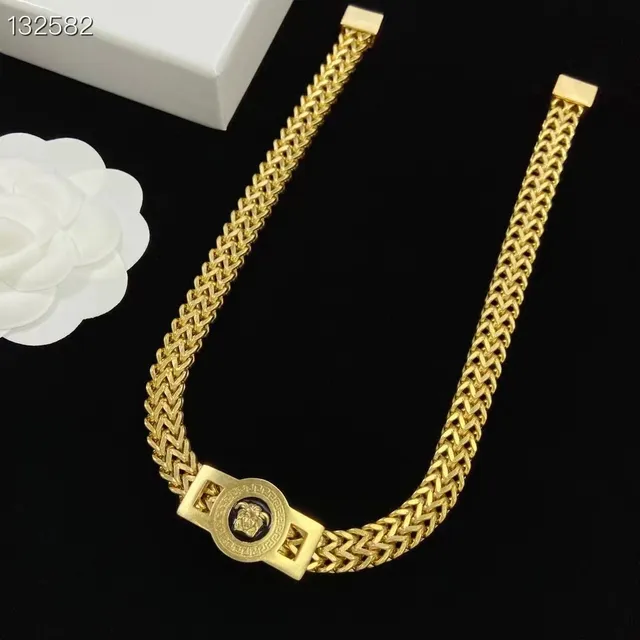 Versace Chain Reaction Gold-Tone Braided Chain Necklace