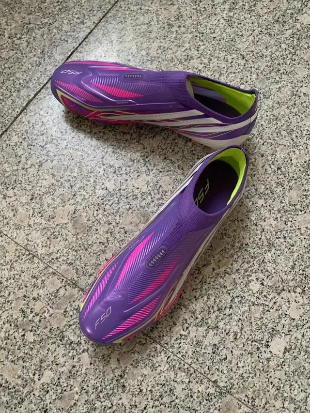 Adidas Purple Multicolor Low-Cut Sock-Fit Iridescent Wave Graphics Firm-Ground Soccer Shoes