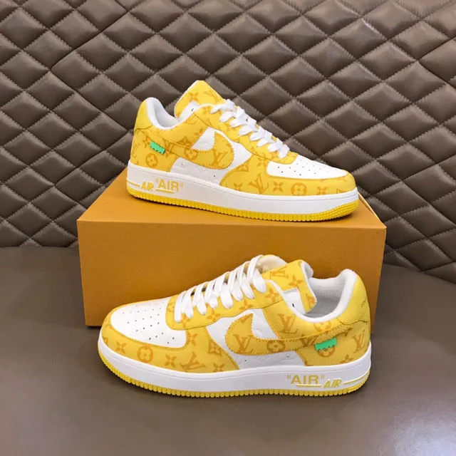 Nike Air Force 1 Yellow Monogram Print Lifestyle Sneakers
