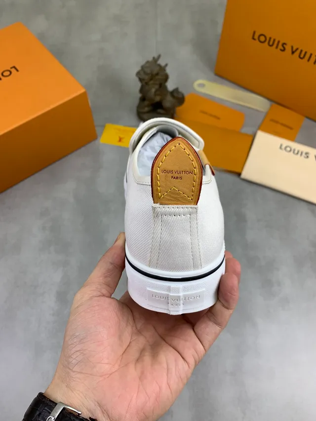 Louis Vuitton White Black Slip-On Upper Canvas Shoes