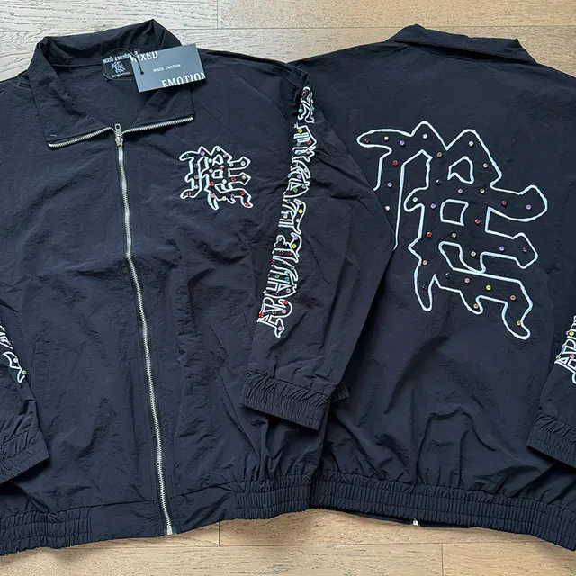 Mixed Emotion Black Embroidered Tracksuit