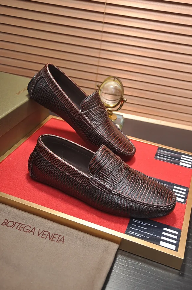 Bottega Veneta Brown Red Intrecciato-Textured Penny Strap Loafer
