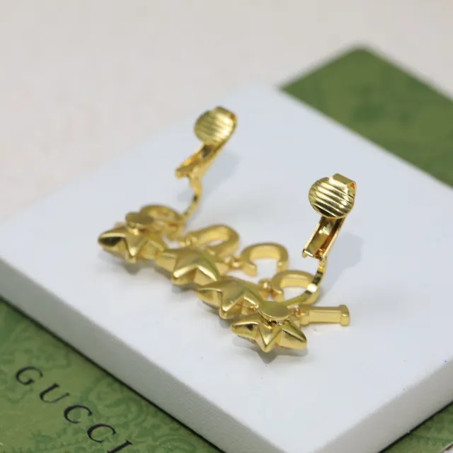 Gucci Star Crystal Gold-Tone Clip-On Earrings