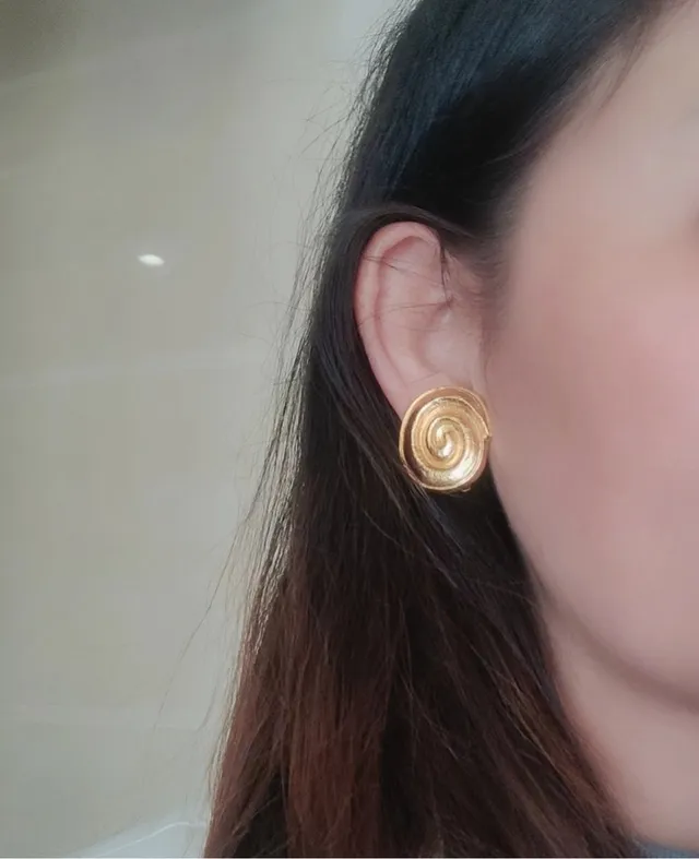 Saint Laurent Spiral Gold Clip-On Earrings