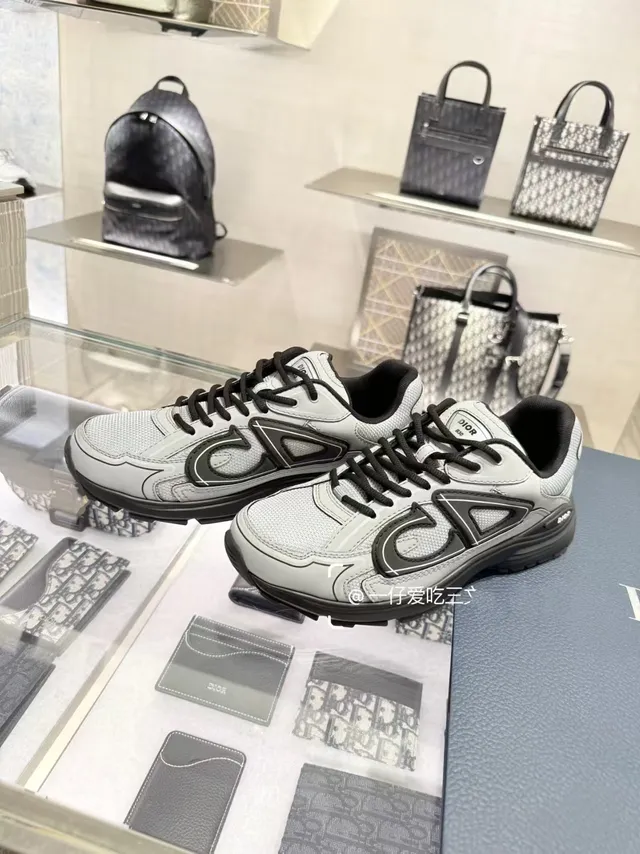 Dior B23 Gray and Black Lifestyle Sneakers