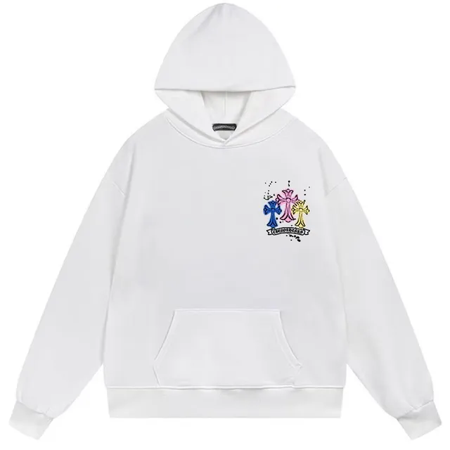 Chrome Hearts Graphic Cross Print White Hoodie