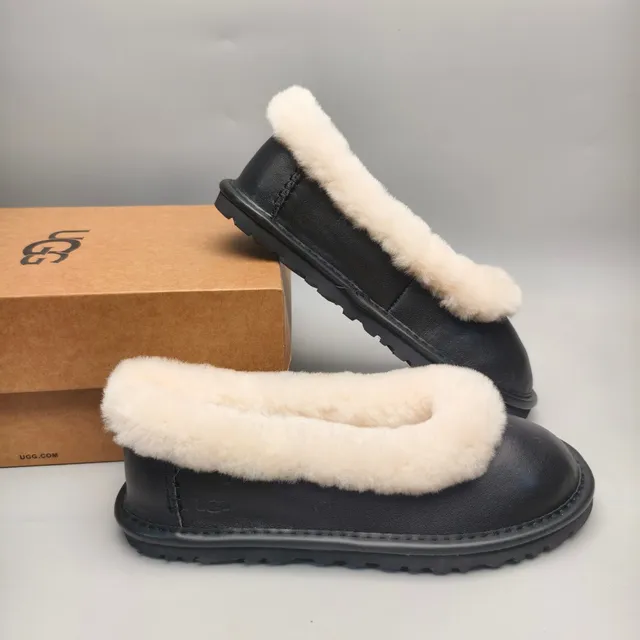 UGG Tasman Black Cream Shearling Loafers