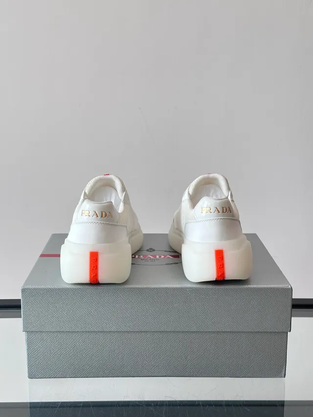 Prada Cloudbust White and Red Mesh Leather Chunky Sneakers
