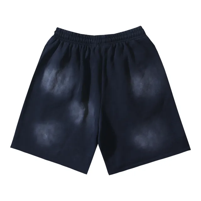 Black Gradient Flame Graphic Drawstring Waist Shorts