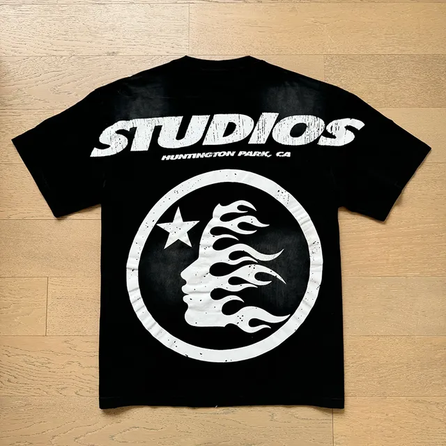 Hellstar Flame Graphic Washed Black T-Shirt