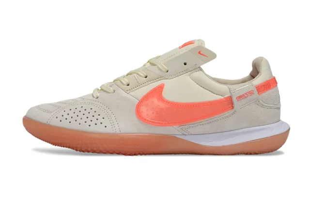 Nike Beige Orange Low-Top Suede Upper Indoor Soccer Shoes