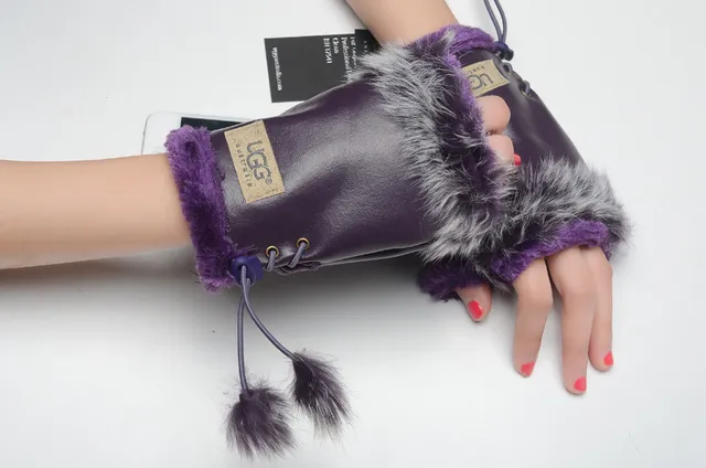 UGG Fur-Trimmed Leather Pouch Bucket Bag