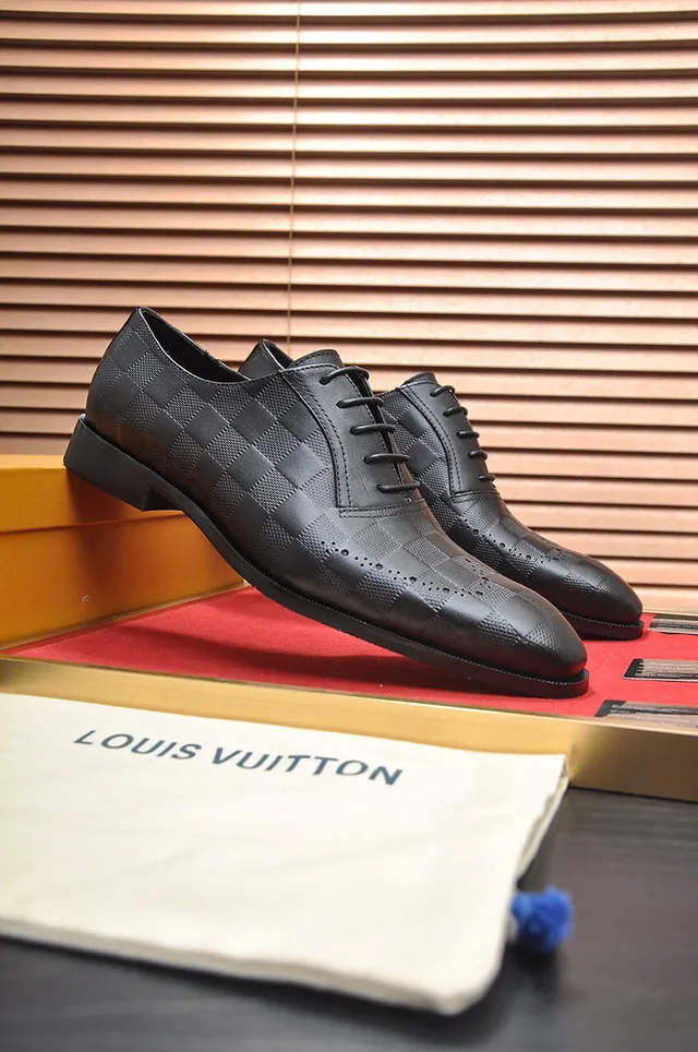 Black Checkered Embossed Leather Full Perforations Brogue