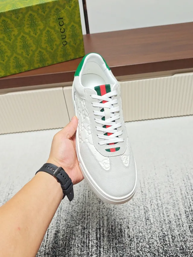 Gucci Embossed GG Monogram White and Green Lifestyle Sneaker