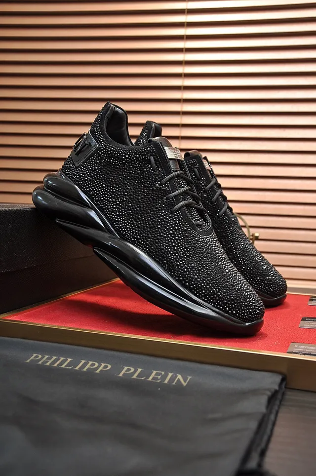 Philipp Plein Crystal-Embellished Knit Black Lifestyle Sneakers