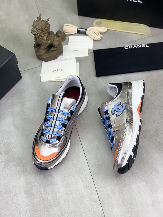 Chanel Runner Metallic Silver Orange Blue Chunky Sneakers