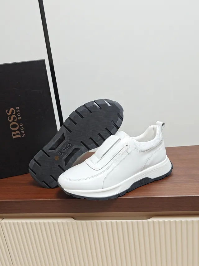 Hugo Boss White Slip-On Leather Lifestyle Sneakers