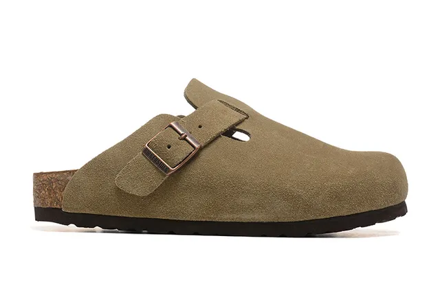 Birkenstock Arizona Suede Olive-Tan Slippers