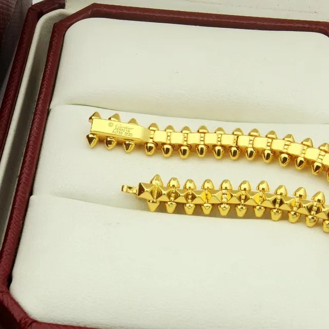 Cartier Juste un Clou Gold Silver Spiked Stud Links Articulated Chain Construction Bracelet