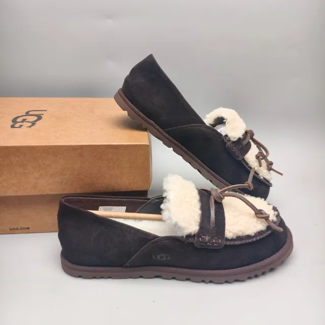 UGG Tasman Brown Suede Shearling-Lined Loafer