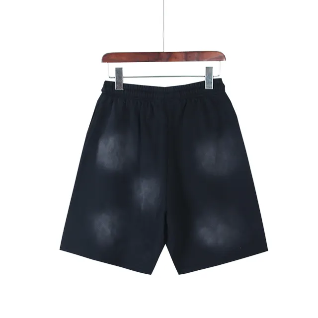 Black Gradient Flame Graphic Drawstring Waist Shorts