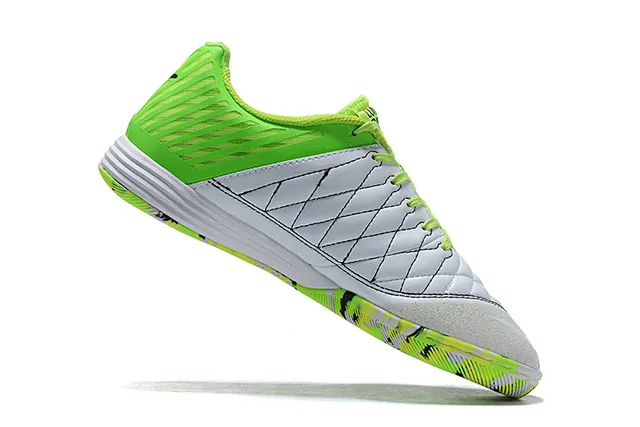 Nike Green White Neon Lime Perforated Upper Quilted Toe Cap Indoor Soccer Shoes