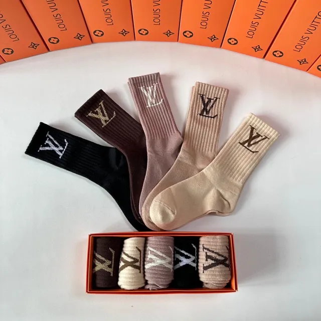 Louis Vuitton Monogram Ribbed Knit Crew Socks