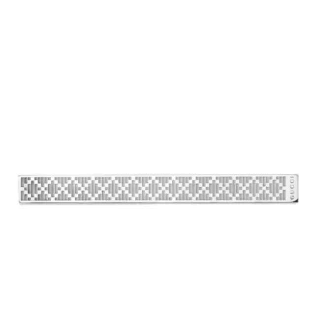 Gucci Gold Silver Textured Geometric Pattern Metallic Finish Necktie