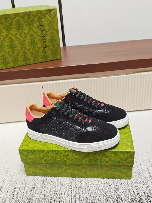 Gucci Black Quilted GG Suede Lifestyle Sneaker