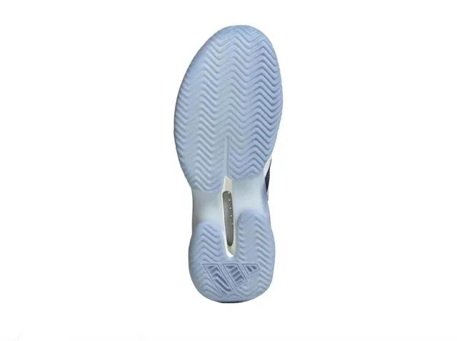 Adidas White and Navy Three-Stripe Mesh Performance Sneaker