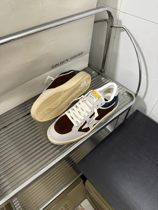 Golden Goose Ball Star Gray Navy Brown Suede Lifestyle Sneakers