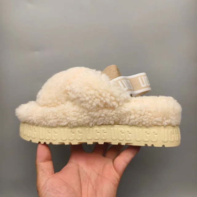 UGG Tasman Off-White Shearling Platform Slippers
