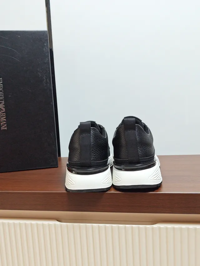 Emporio Armani Black Textured Upper White Midsole Lifestyle Sneaker