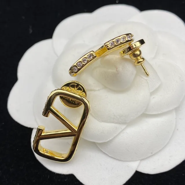 Valentino VLogo Pavé Crystal Gold-Tone Clip-On Earrings