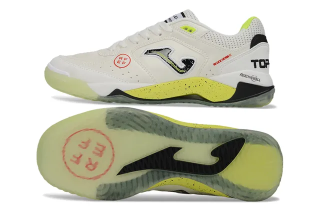 Joma White Yellow Low-Top Lace-Up Perforated Mesh Upper Sneakers